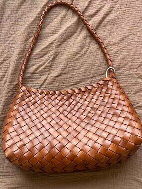 Dragon Diffusion Woven Leather Shoulder Bag Brown Handcrafted Slouchy Hobo